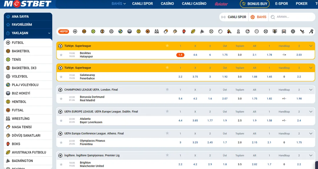 Mostbet Spor Bahisleri